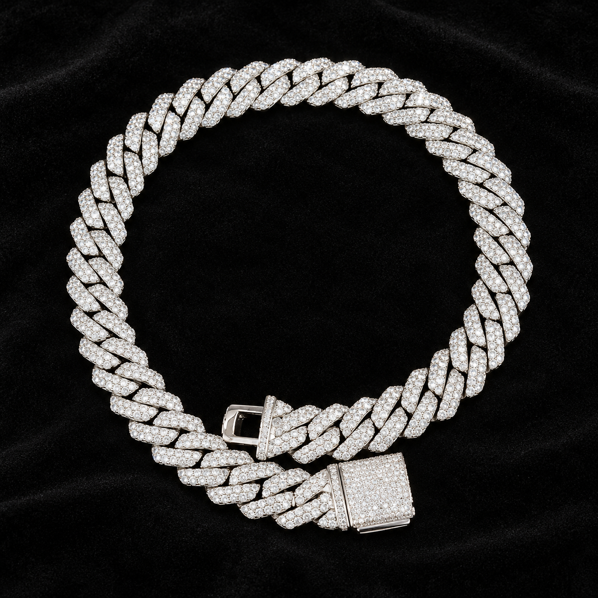 19mm Prong Cuban Chain on black velvet