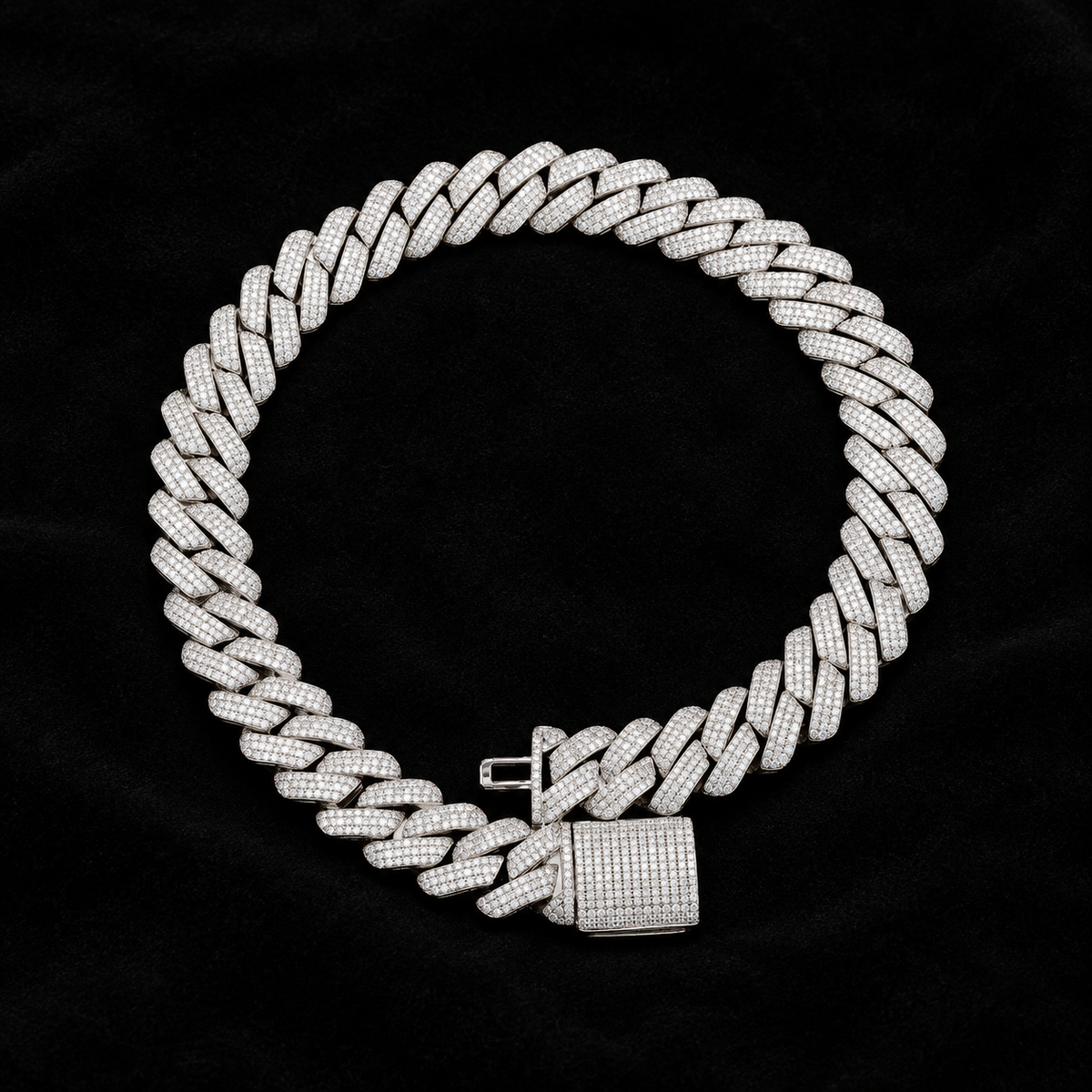 19mm Prong Cuban Chain on black velvet