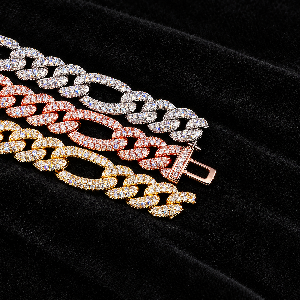10mm Figaro Bracelet on black velvet