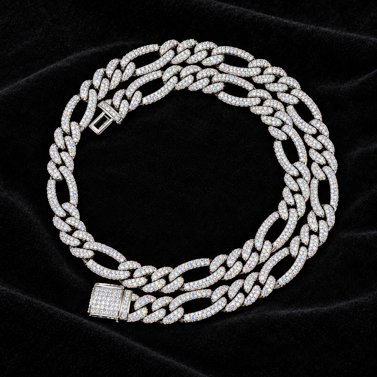 10mm Figaro Chain on black velvet