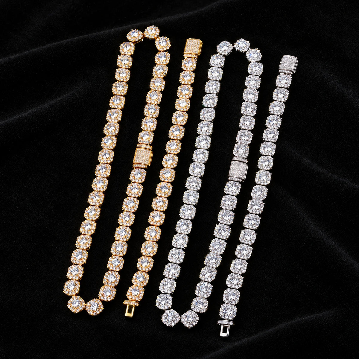 Clustered Tennis Bracelet on a black background