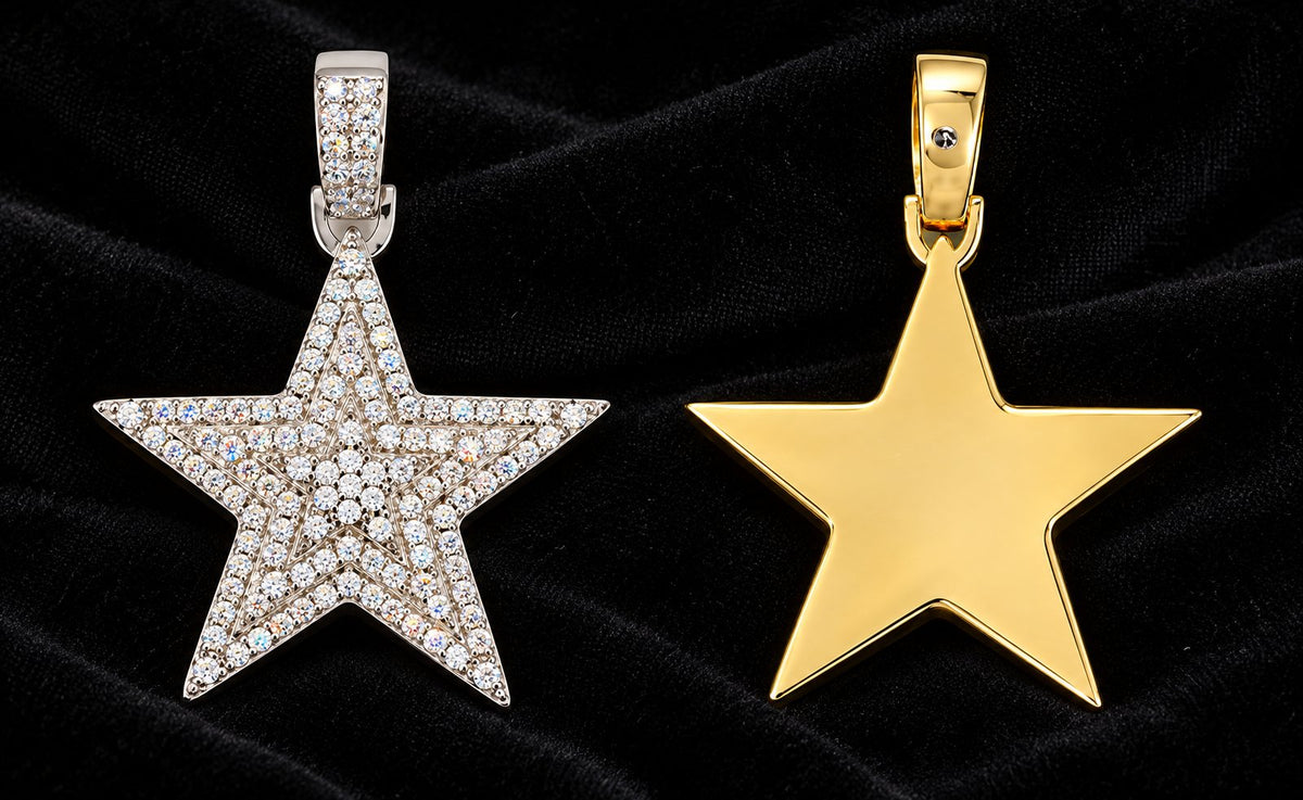 Five-Point Star Moissanite Pendant on a black background