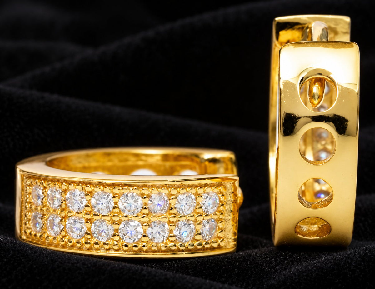 Pave Moissanite Huggie Hoop Earrings — original product photograph