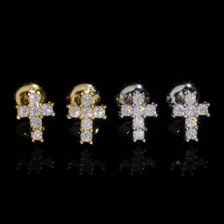 Cross Cluster Moissanite Stud Earrings — original product photograph