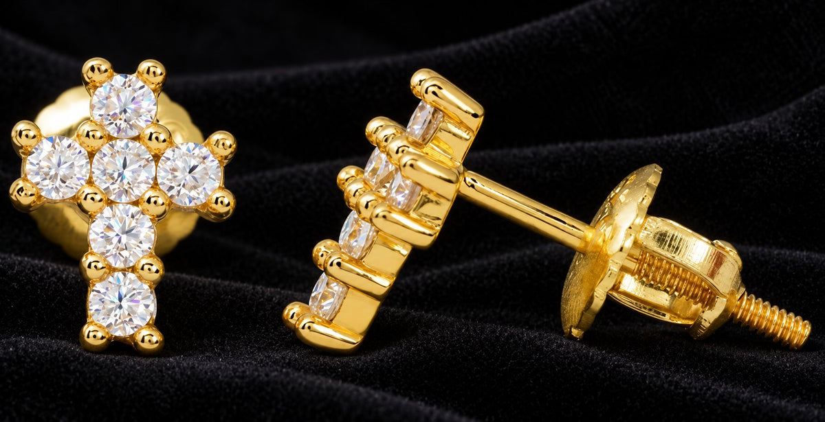 Cross Cluster Moissanite Stud Earrings — original product photograph