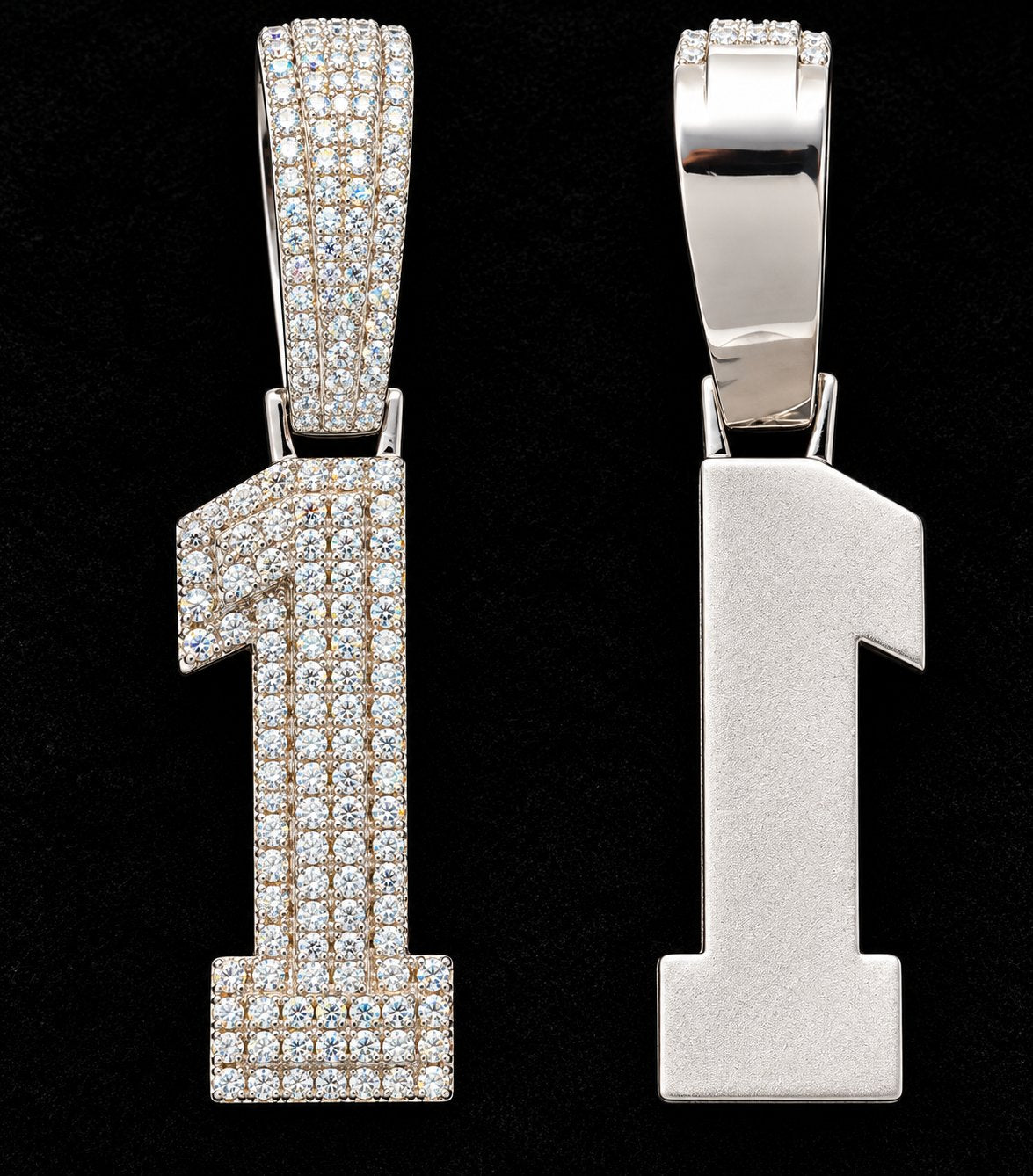 Number Moissanite Pendant on a black background