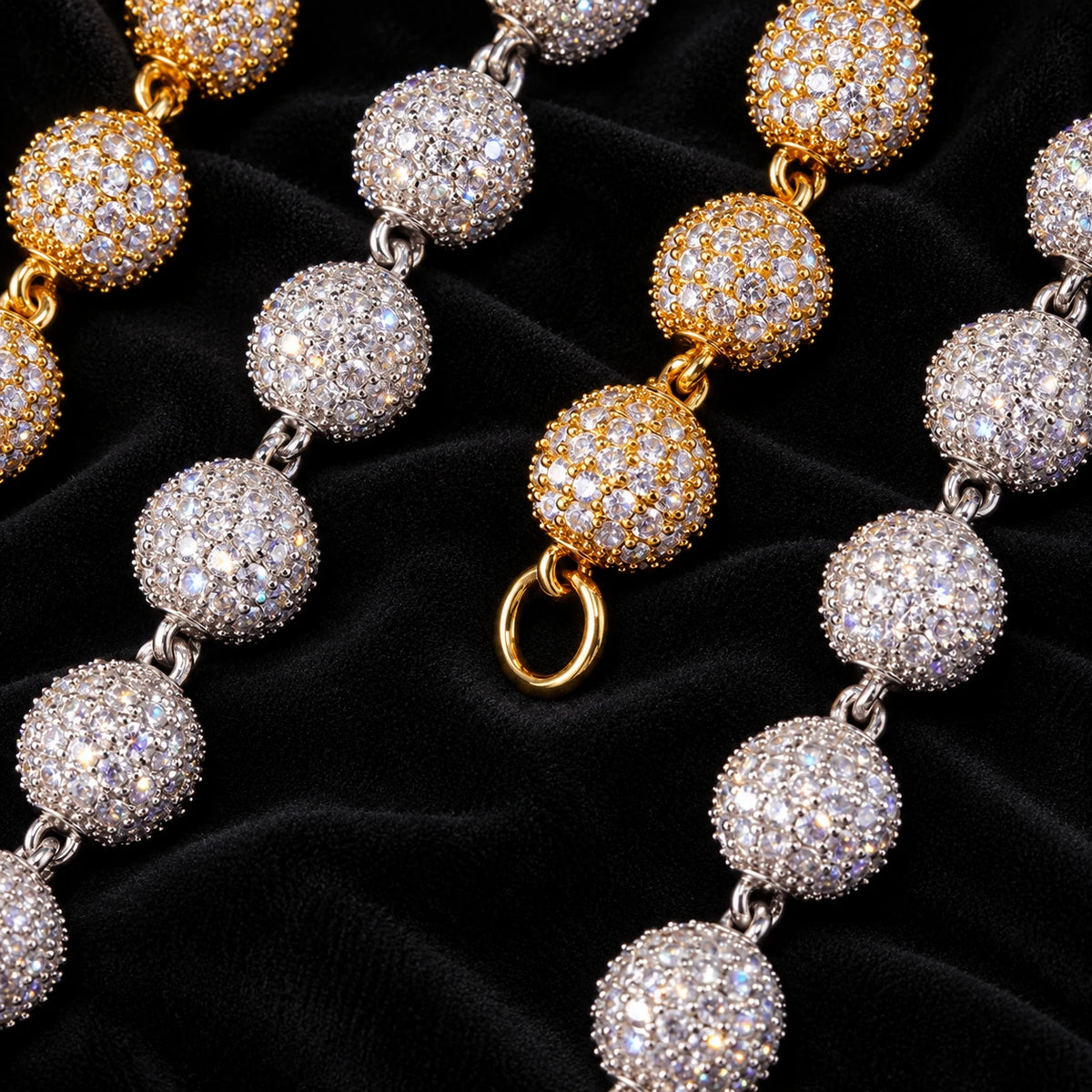 10mm Iced Ball Bracelet — original supplier view of the setting, clasp or available finishes