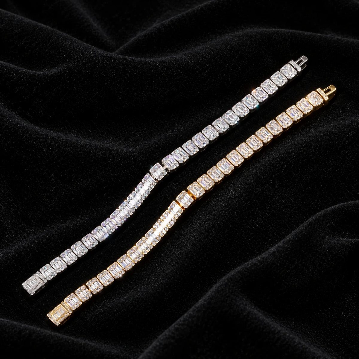 Square Baguette Tennis Chain — original supplier view of the setting, clasp or available finishes