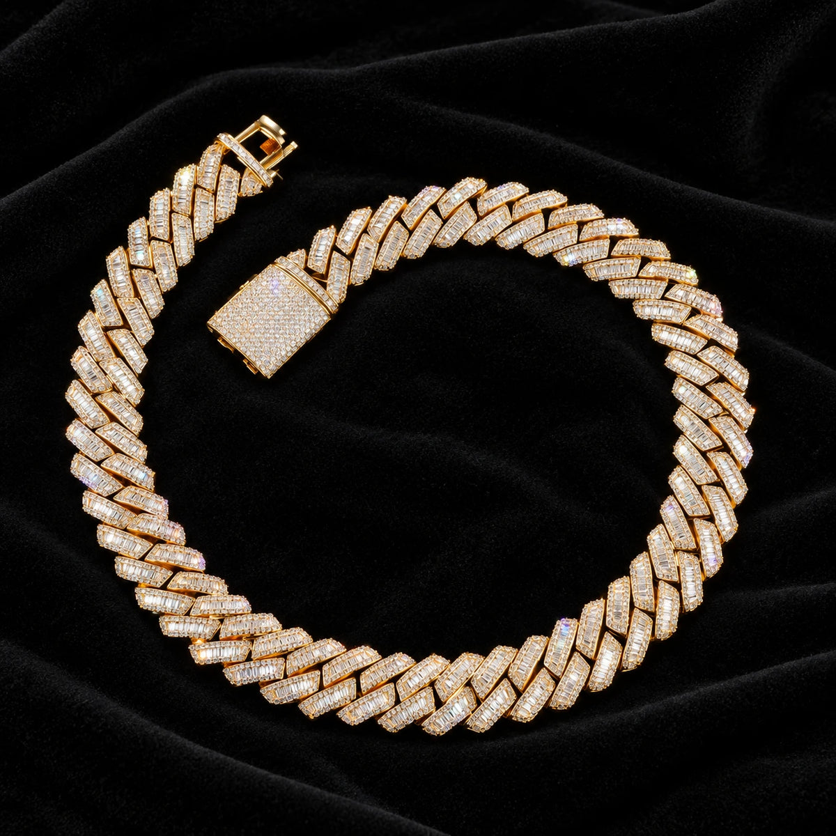 Prong Baguette Cuban Chain — original supplier view of the setting, clasp or available finishes