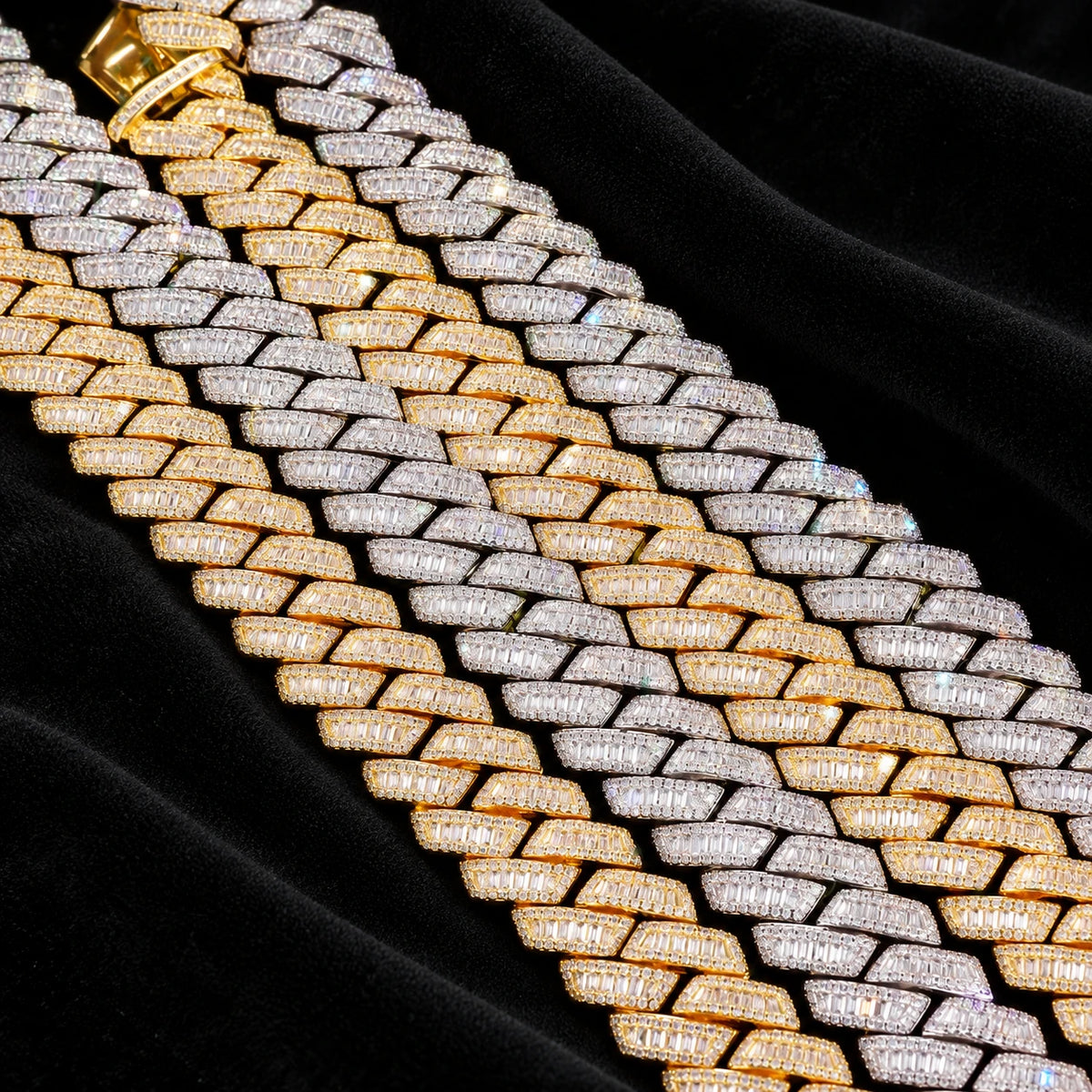 Prong Baguette Cuban Chain — original supplier view of the setting, clasp or available finishes