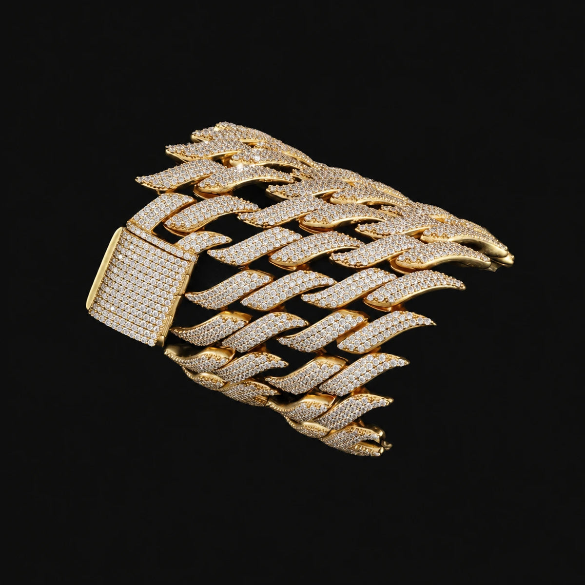 30mm Spiked Cuban Bracelet on a black background