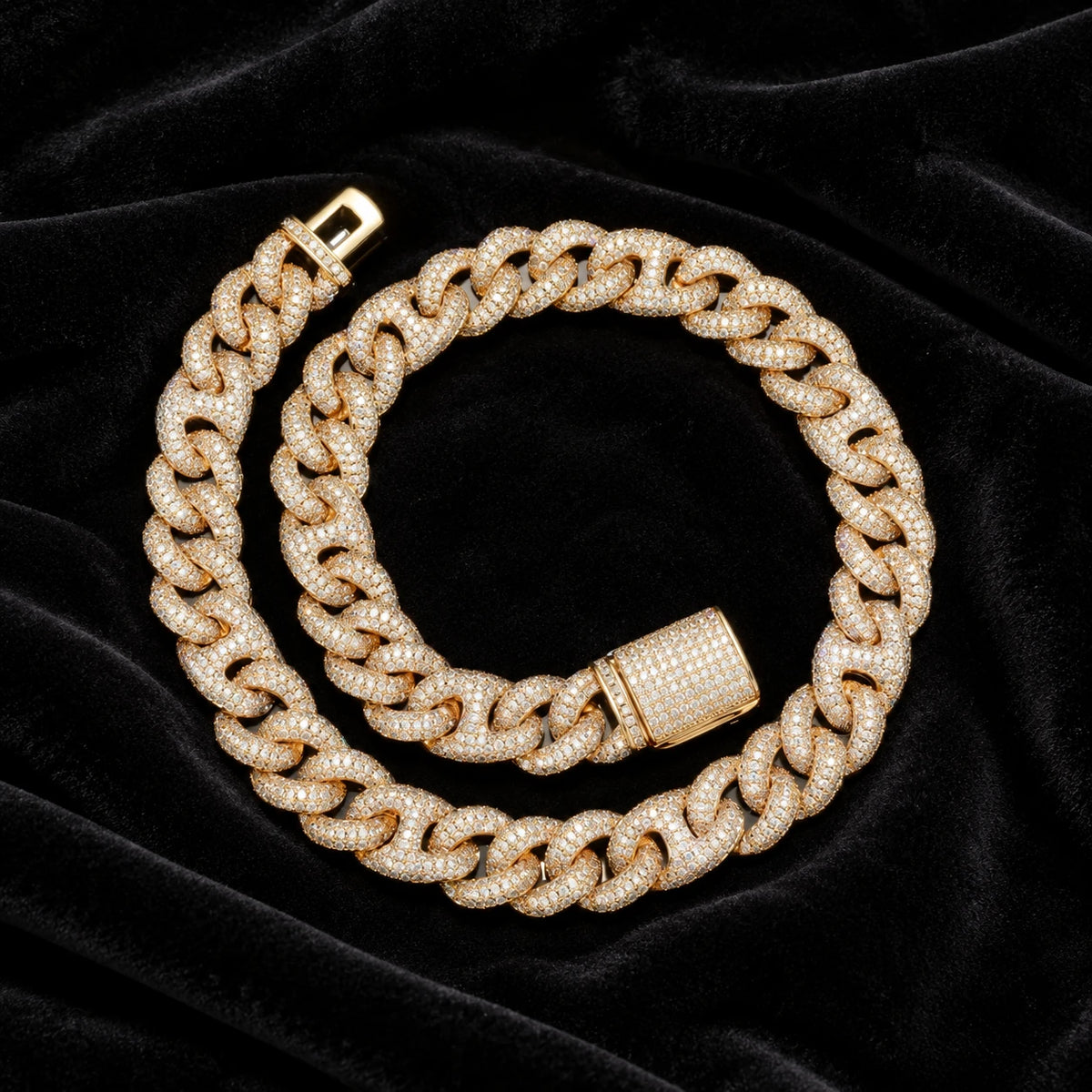 16mm Pavé Cuban Chain — original supplier view of the setting, clasp or available finishes