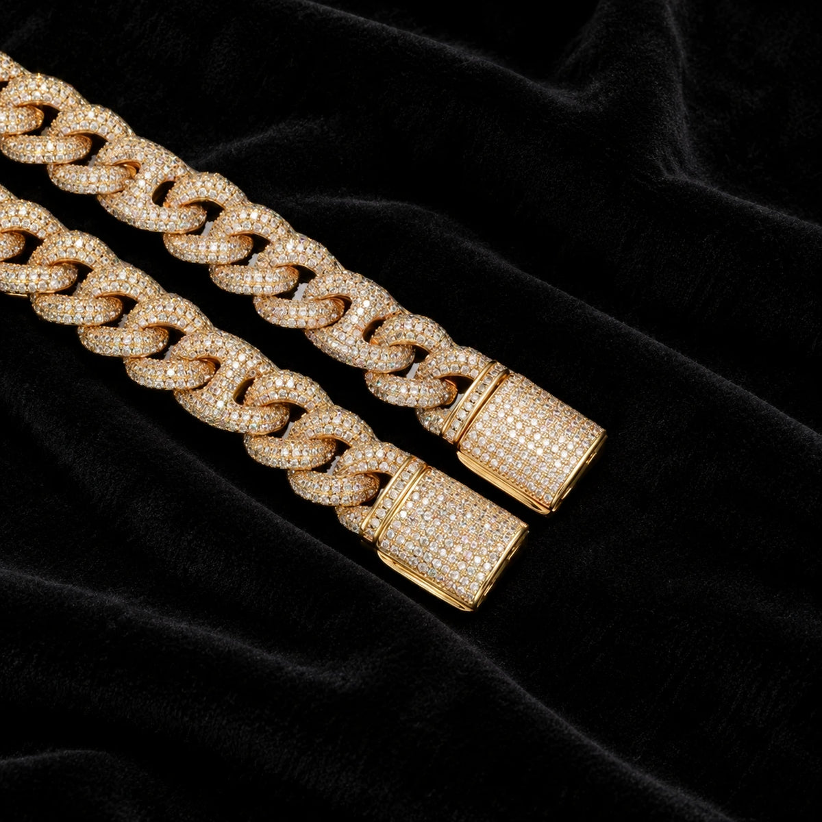 16mm Pavé Cuban Chain — original supplier view of the setting, clasp or available finishes