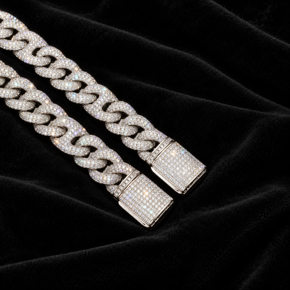 16mm Pavé Cuban Chain — original supplier view of the setting, clasp or available finishes