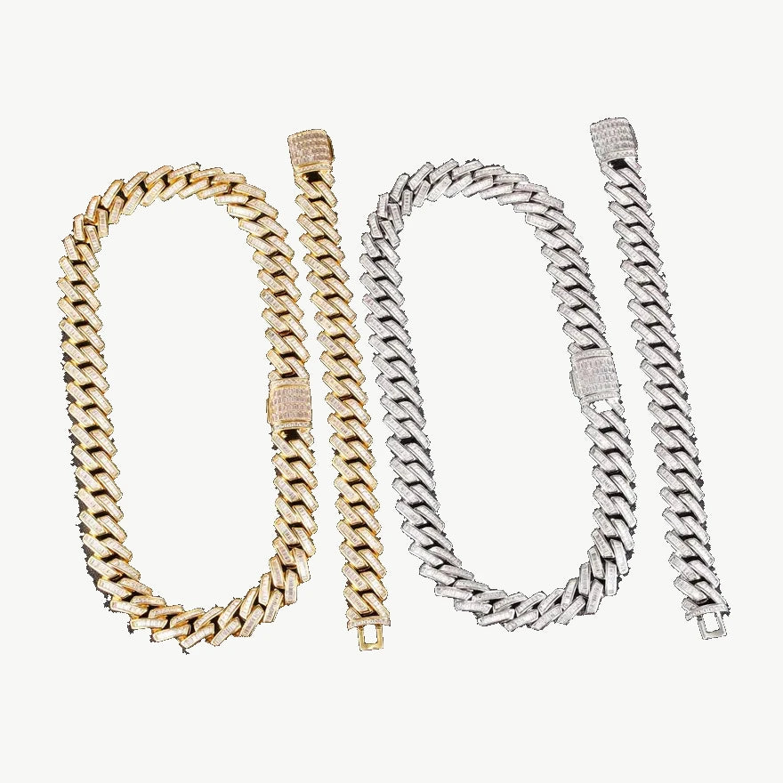 Prong Baguette Cuban Chain — original supplier view of the setting, clasp or available finishes
