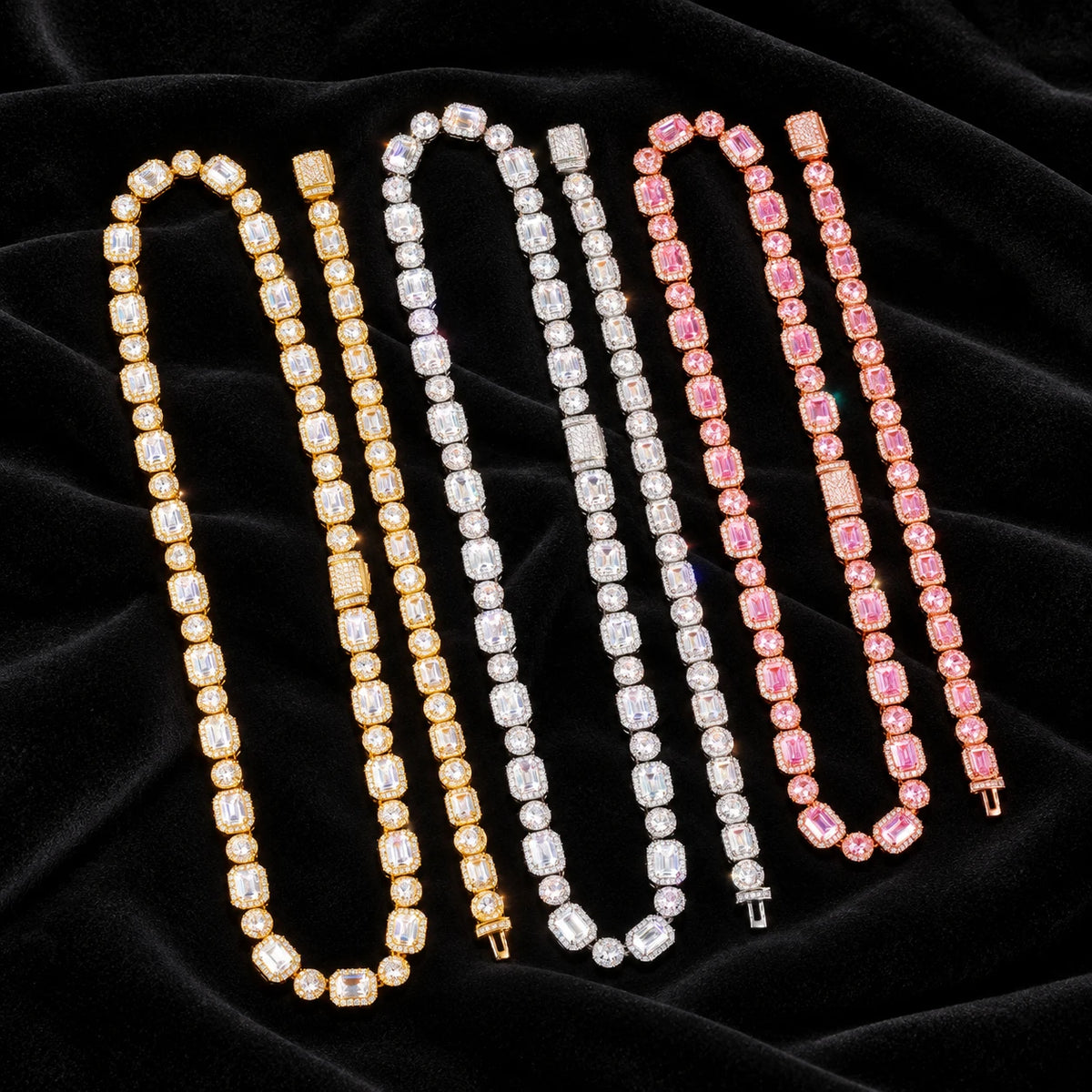 Emerald Clustered Tennis Chain — original supplier view of the setting, clasp or available finishes
