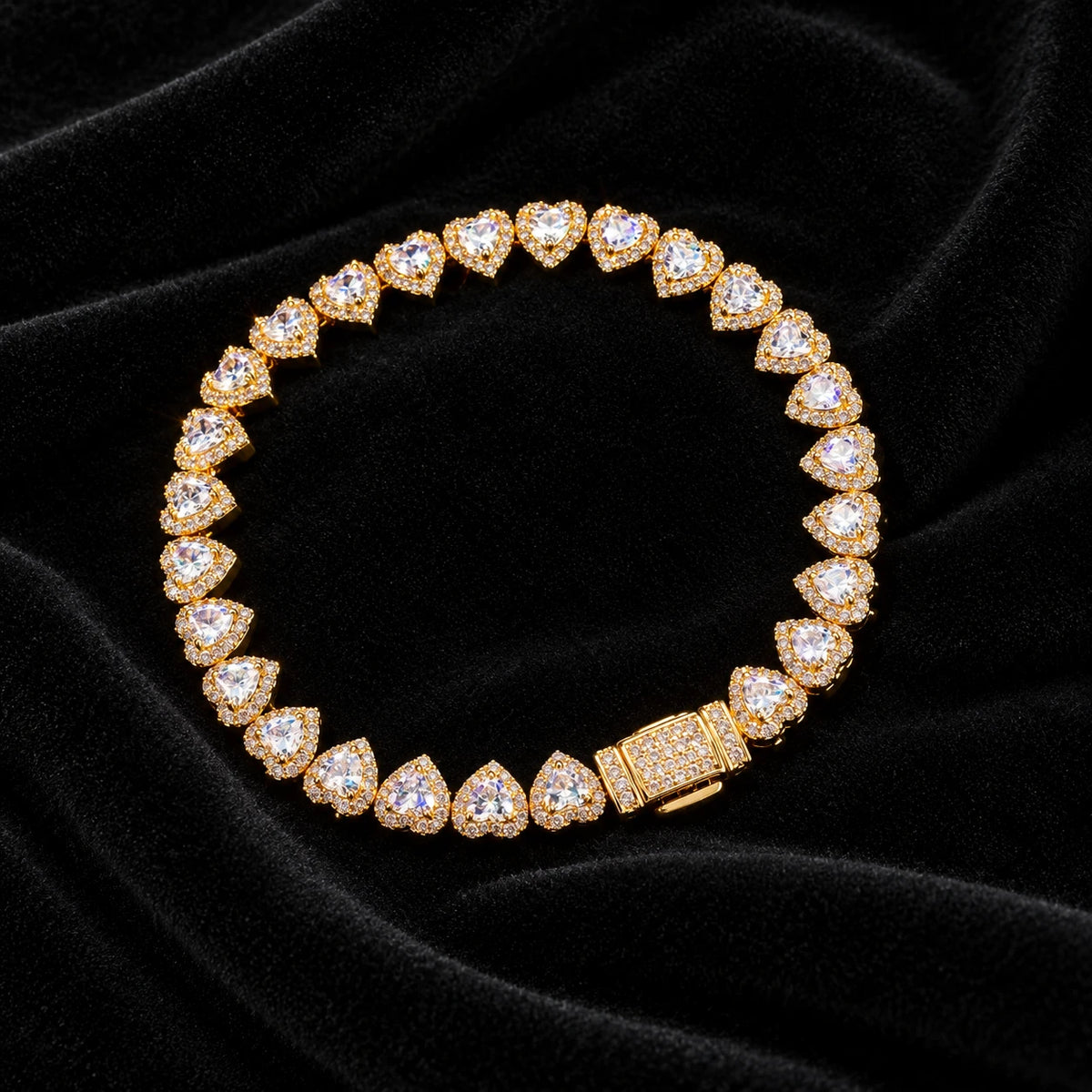 7mm Heart Cut Cluster Tennis Bracelet — original supplier view of the setting, clasp or available finishes