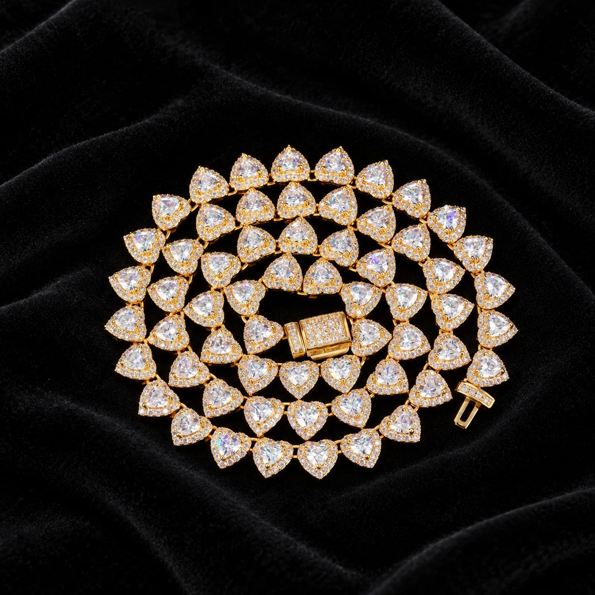 7mm Heart Cut Cluster Tennis Chain — original supplier view of the setting, clasp or available finishes
