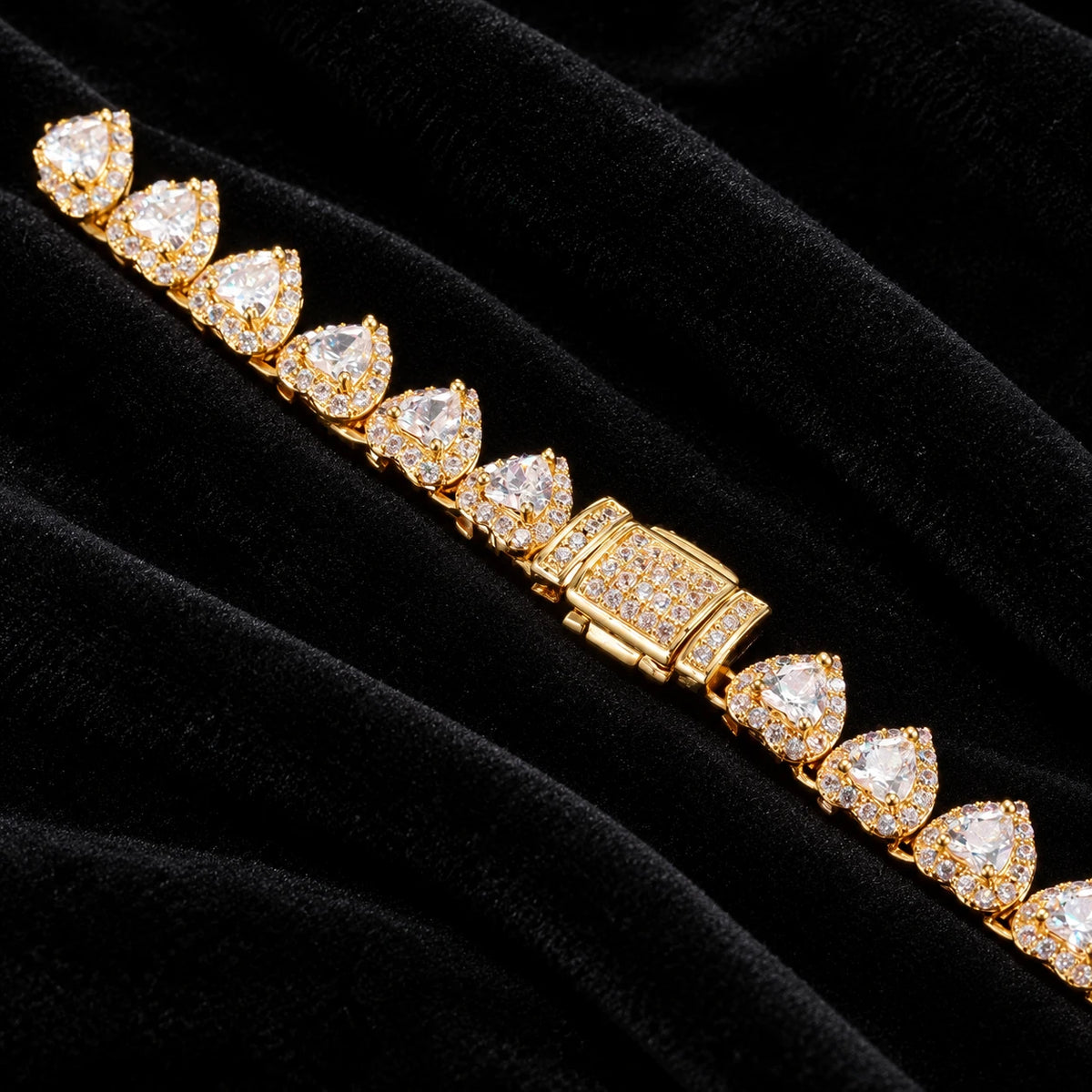 7mm Heart Cut Cluster Tennis Bracelet — original supplier view of the setting, clasp or available finishes
