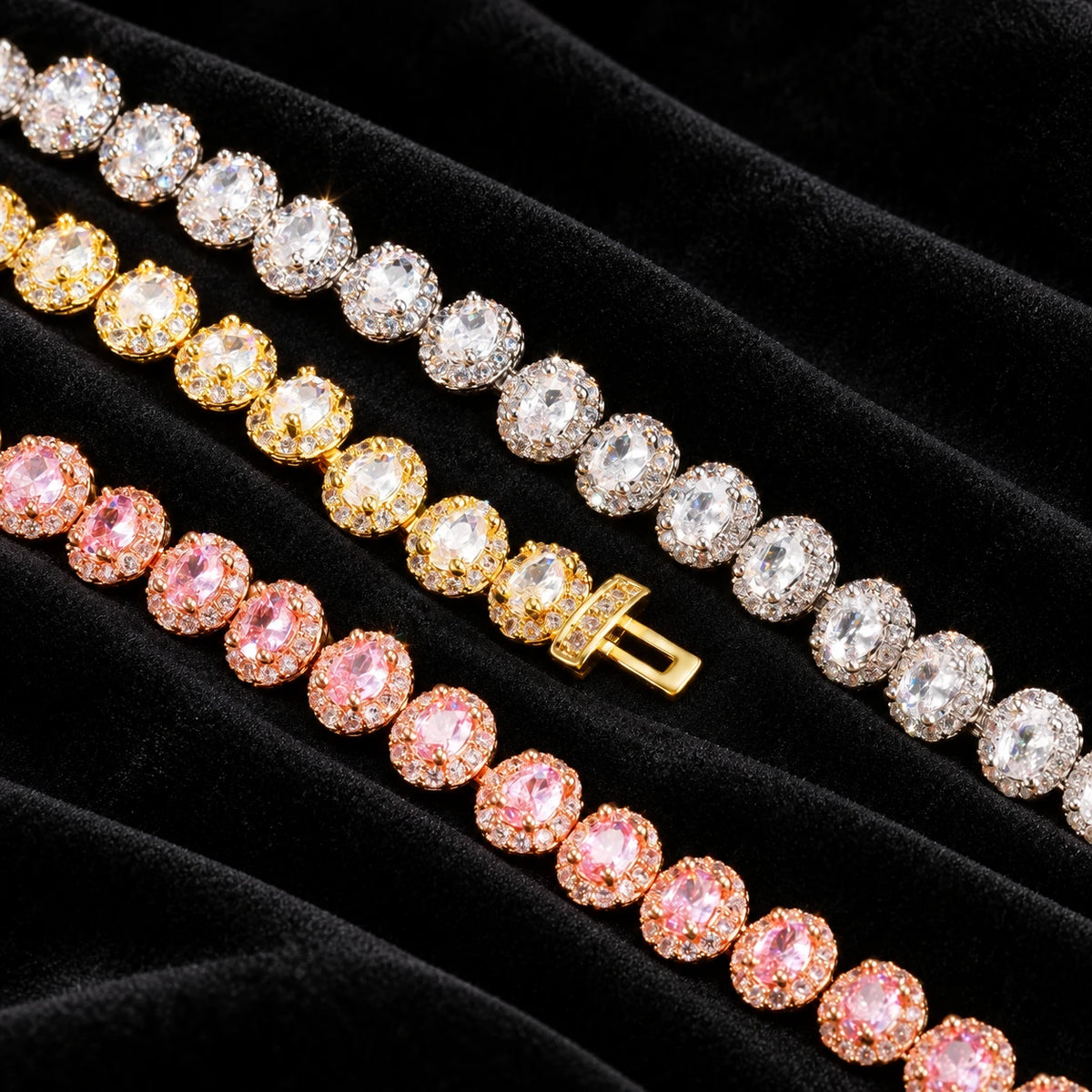7mm Oval Cluster Tennis Bracelet — original supplier view of the setting, clasp or available finishes