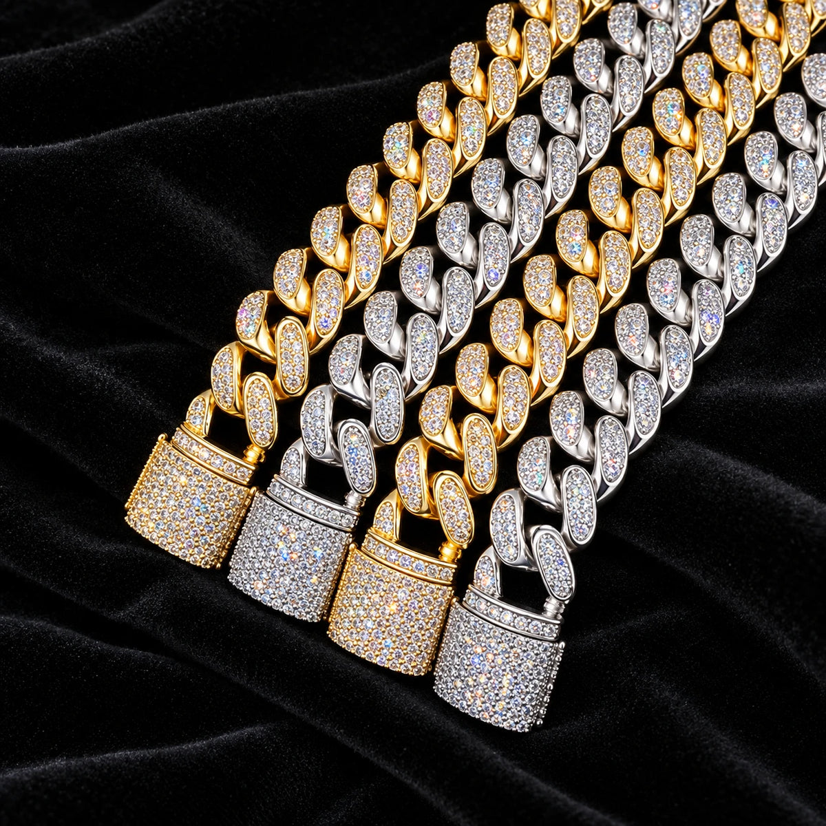 12mm Cuban Bracelet on a black background