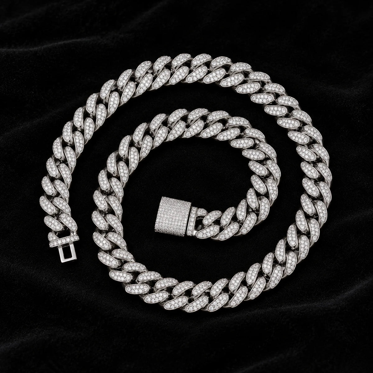 12mm Cuban Chain on a black background