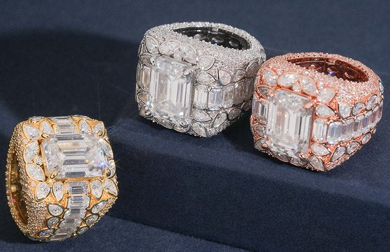 Rectangle Center Mosaic Moissanite Ring — photo 1
