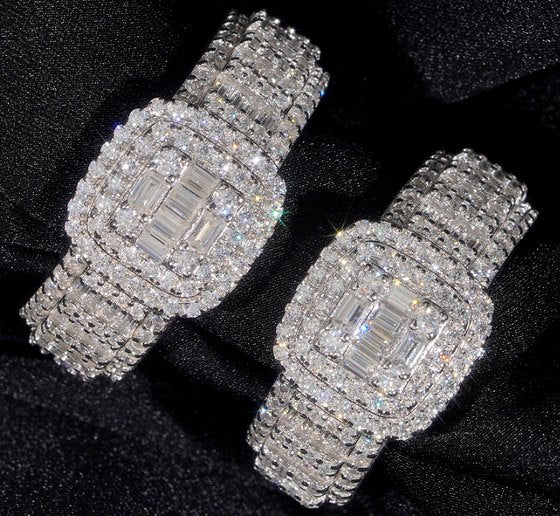 Rectangle Halo Multi-Row Moissanite Ring — photo 1
