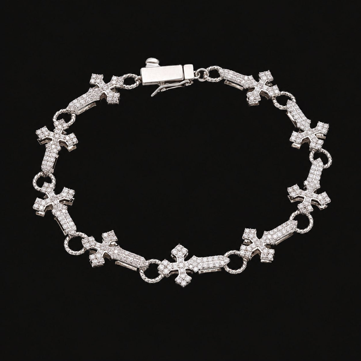 Cross-Link Bracelet on a black background