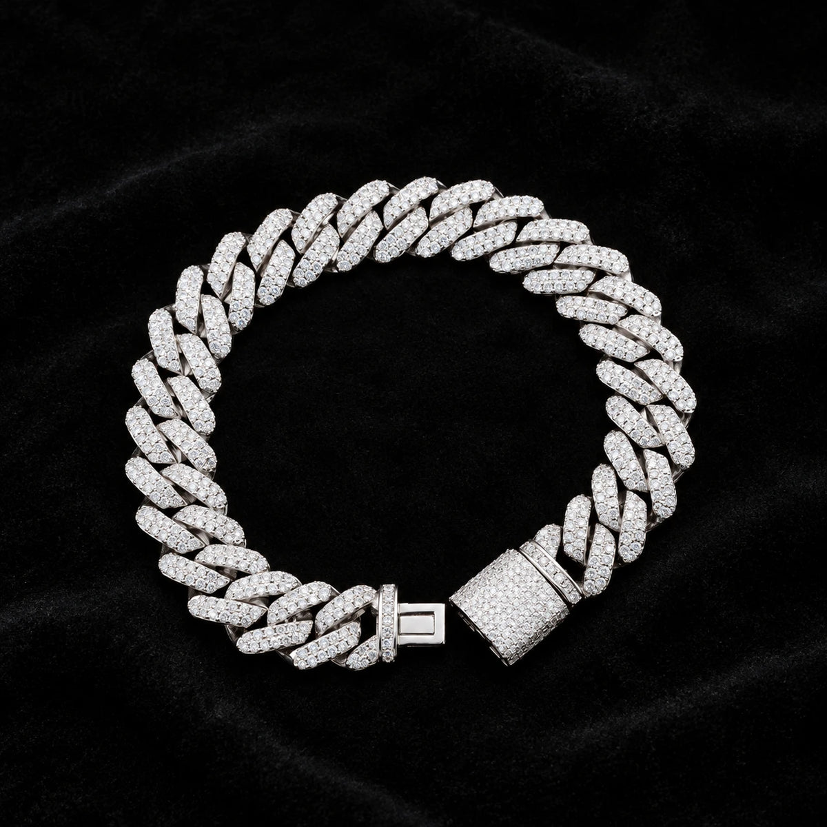 12mm Prong Cuban Bracelet on a black background
