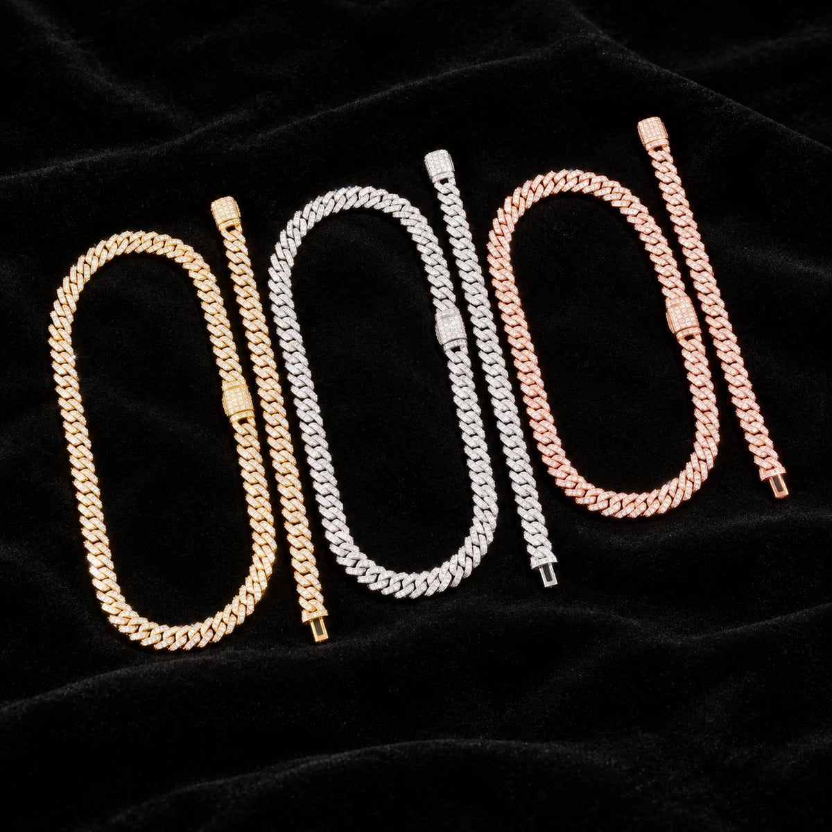 10mm Prong Cuban Chain on a black background