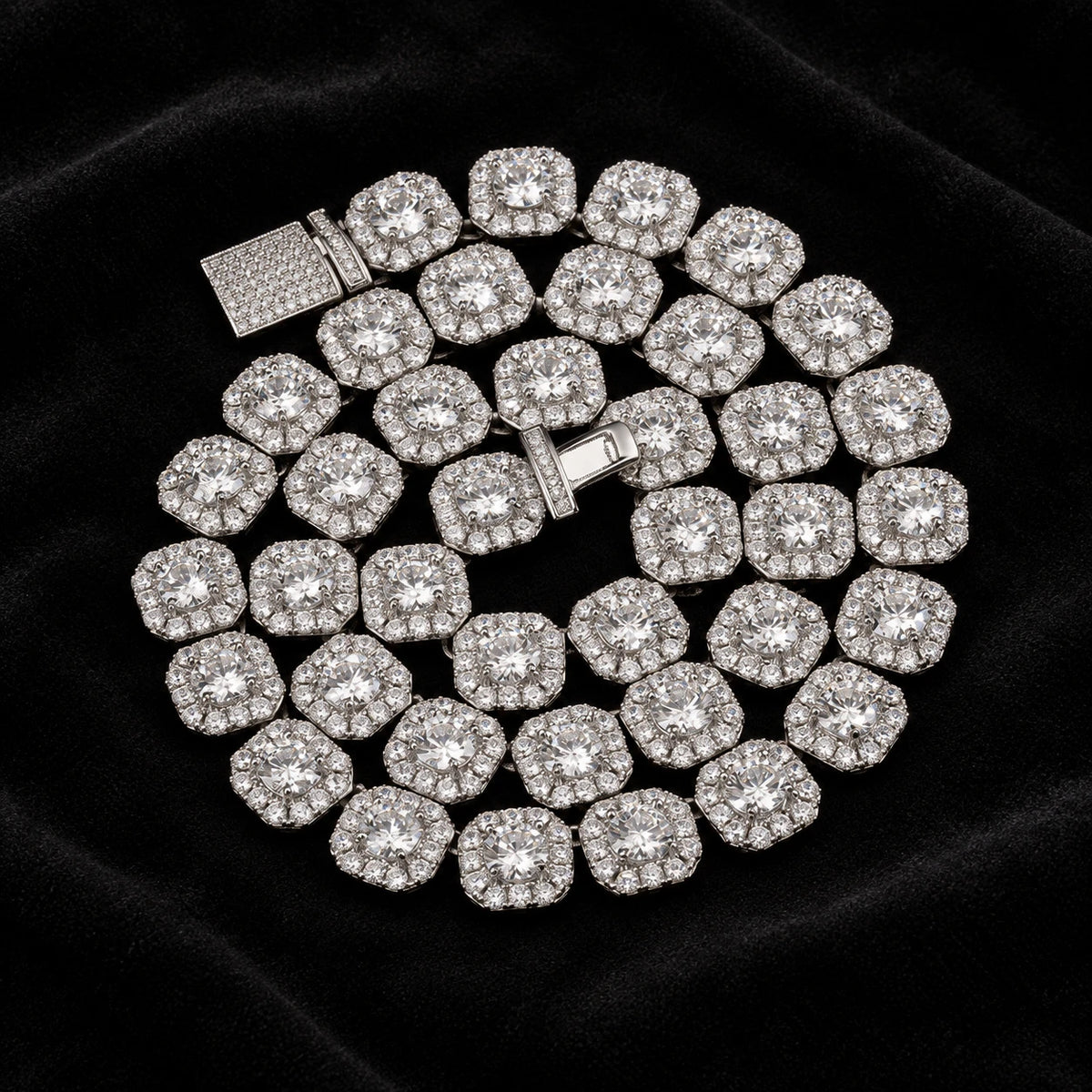 Clustered Tennis Chain on a black background