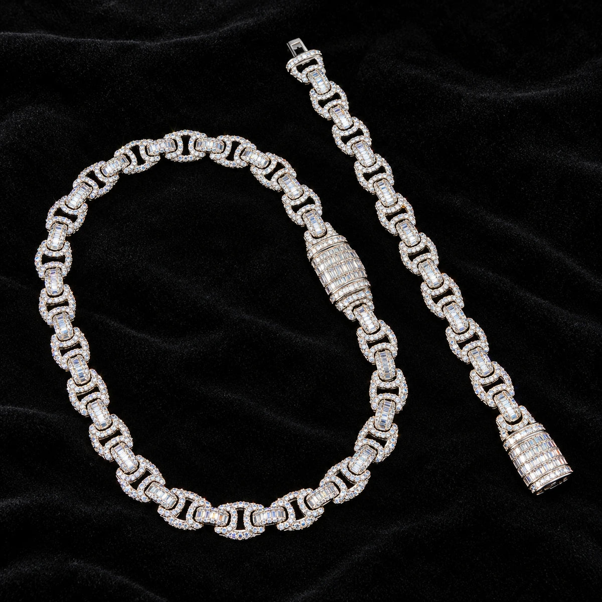 10mm Baguette Byzantine Bracelet on a black background