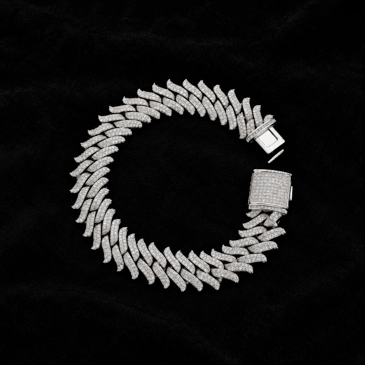 16mm Spiked Cuban Bracelet on a black background