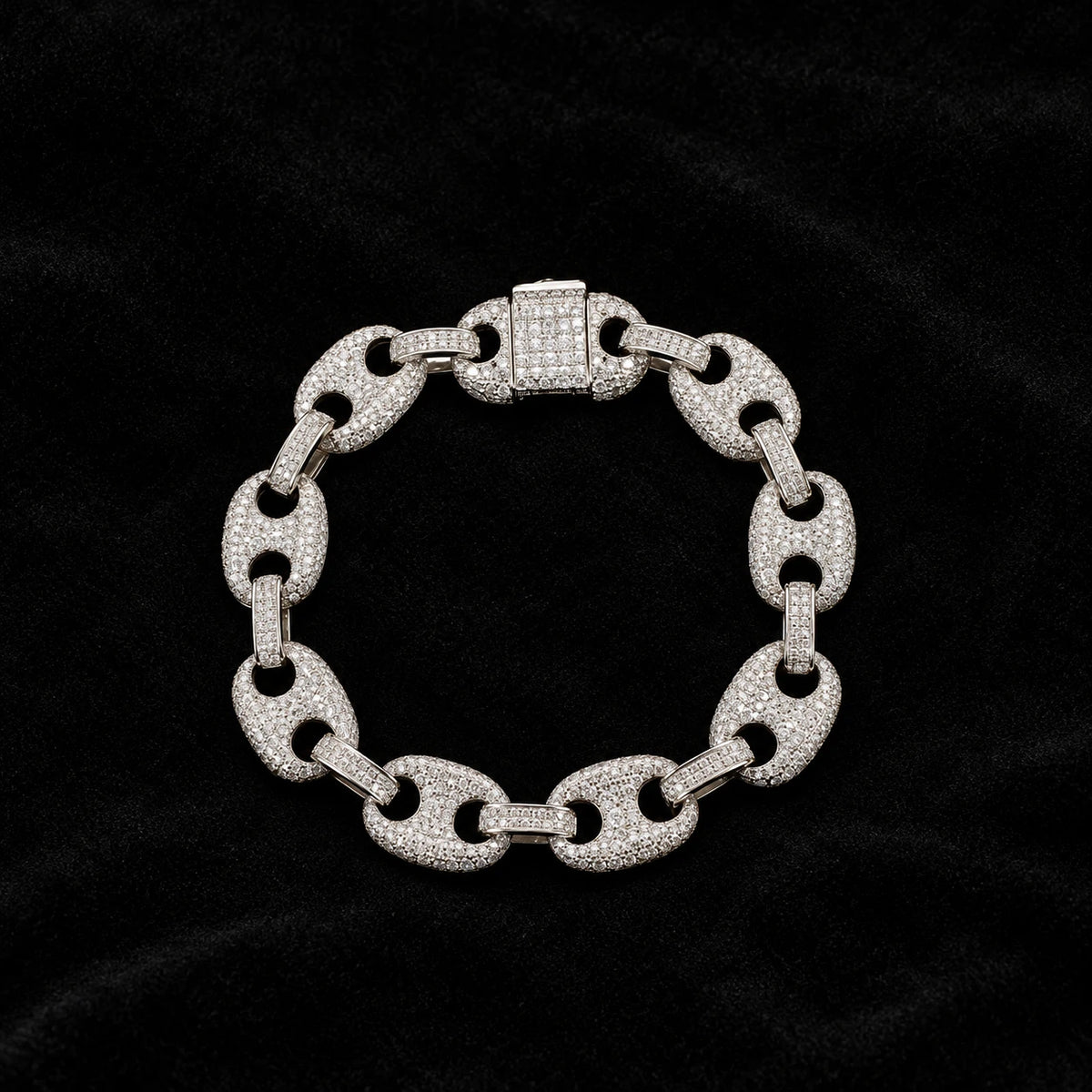12mm Mariner Link Bracelet on a black background