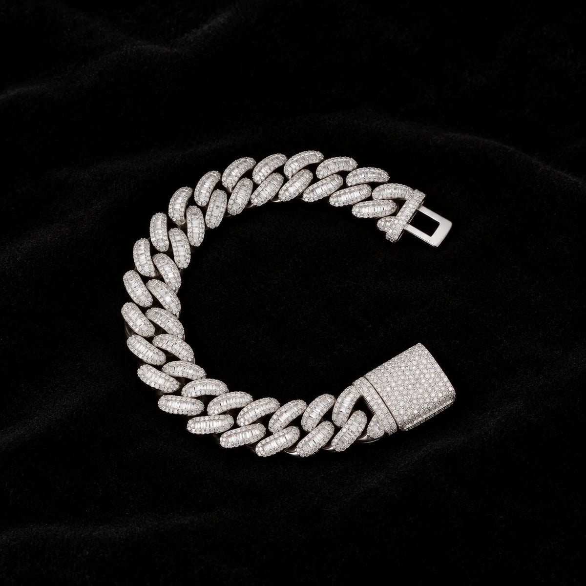 Baguette Cuban Bracelet on a black background
