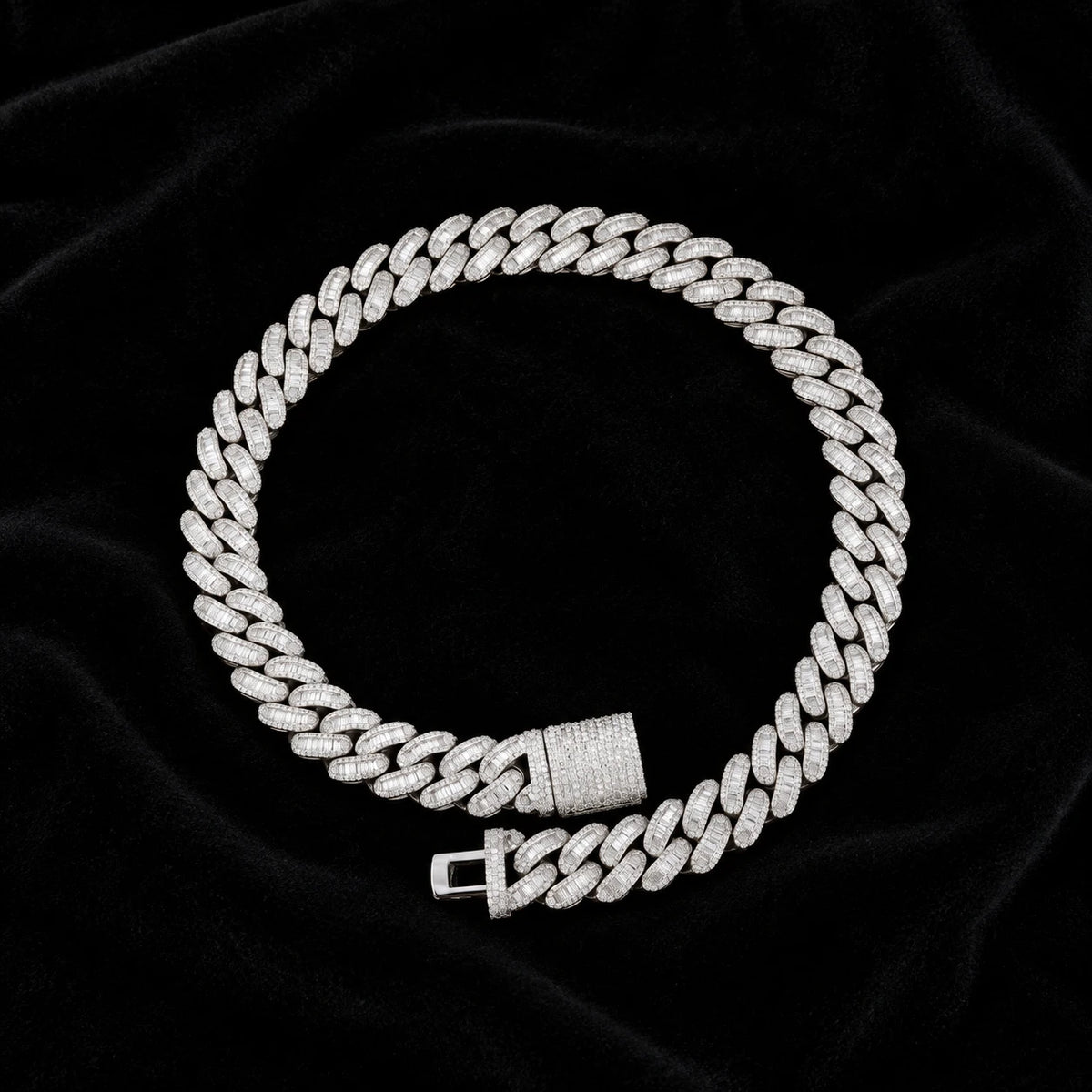 Baguette Cuban Chain on a black background