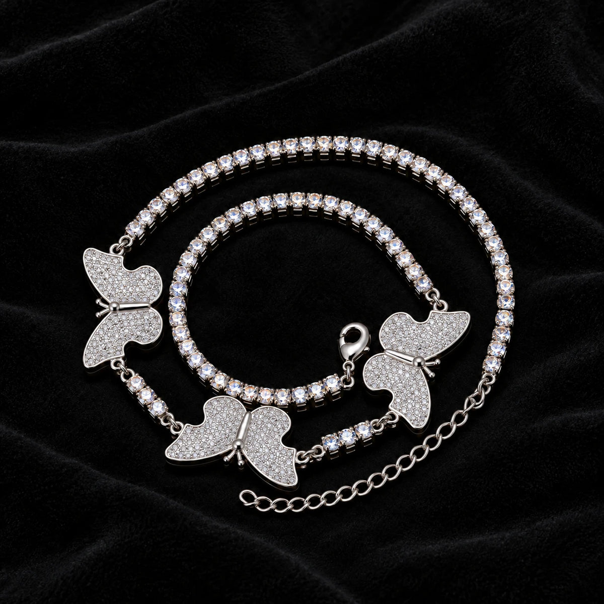Butterfly Tennis Chain on a black background