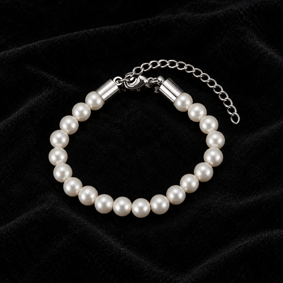 6mm Pearl Bracelet on a black background