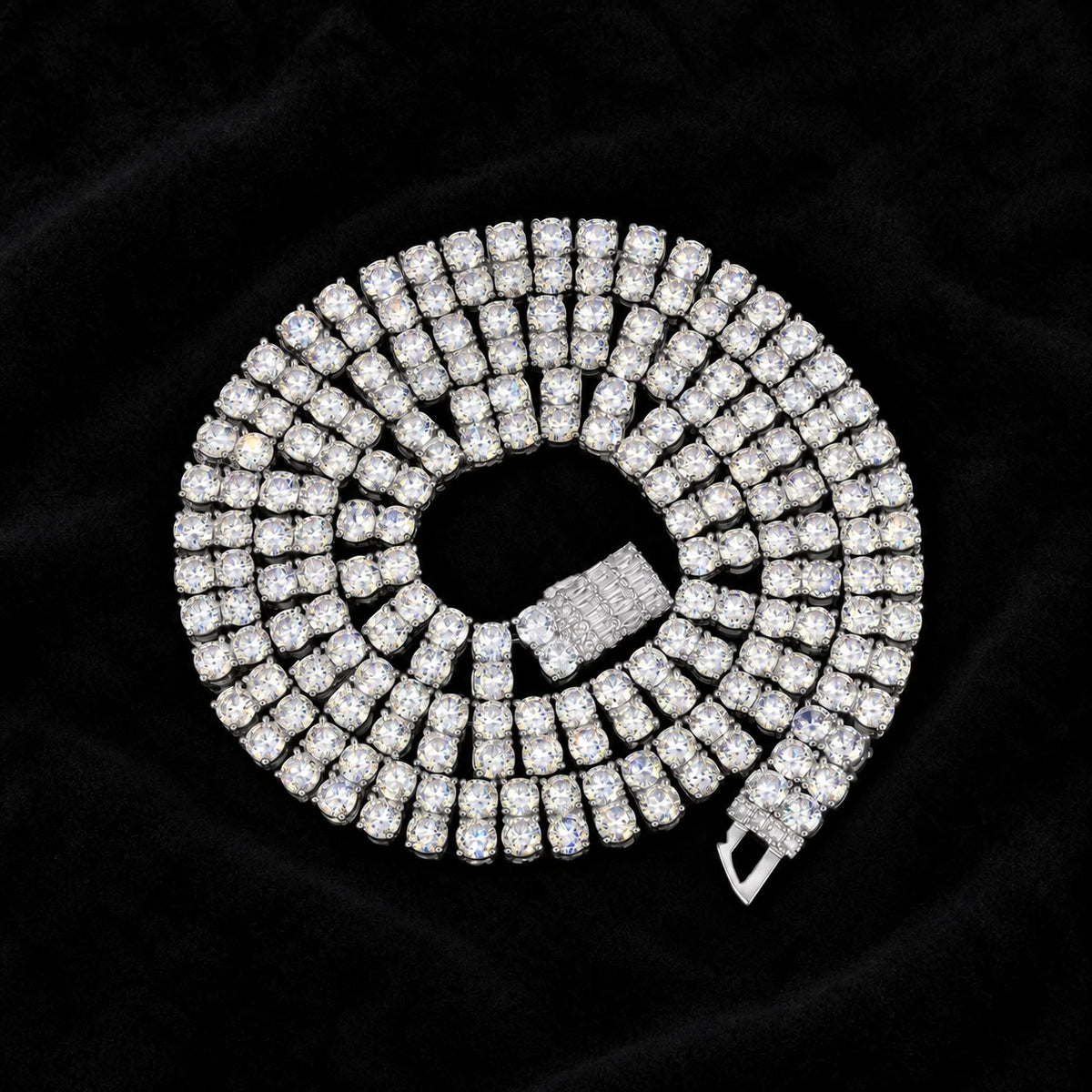 Double-Layer Tennis Chain on a black background