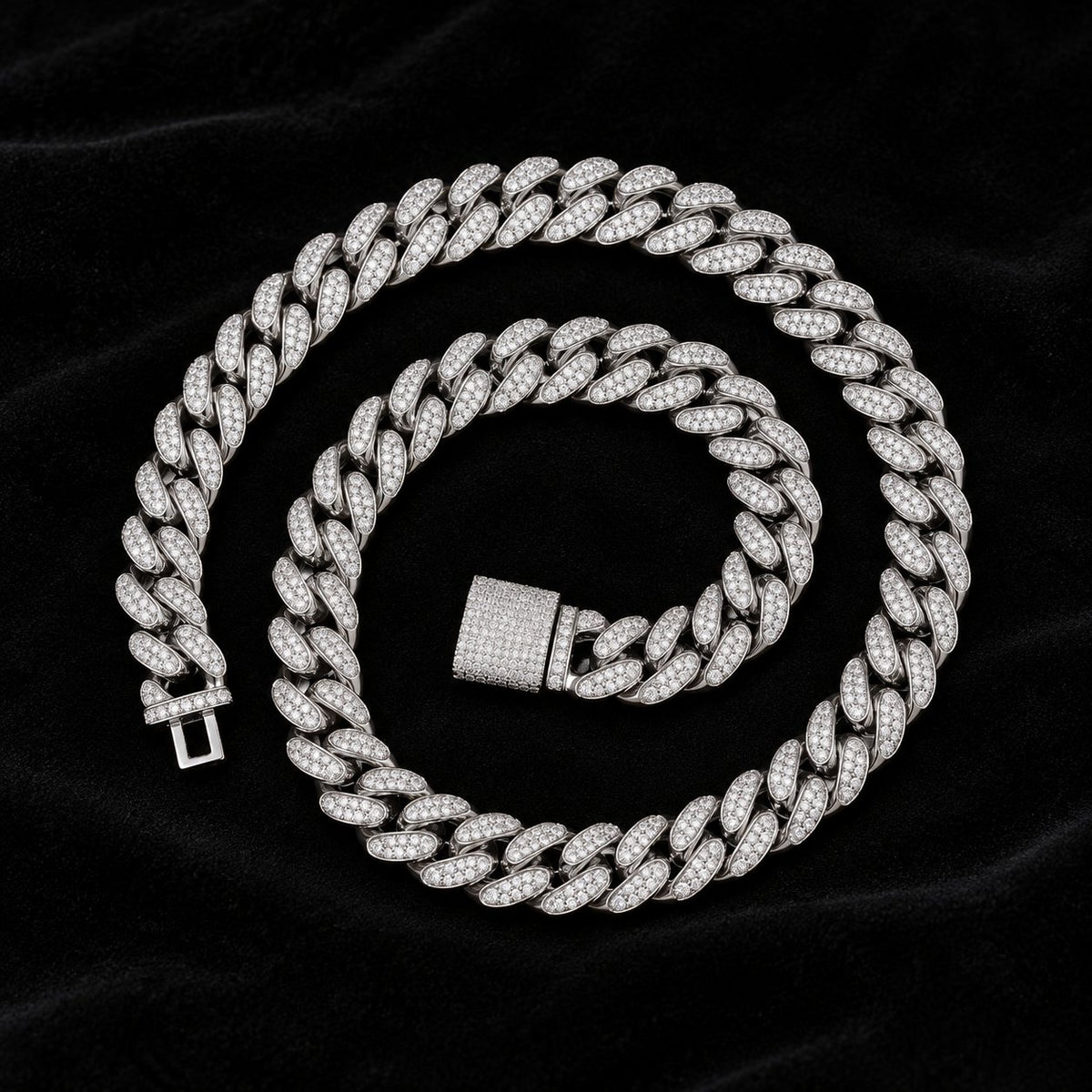 12mm Cuban Chain on a black background