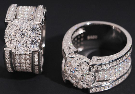 Round Cluster Shoulder-Band Moissanite Ring — photo 1