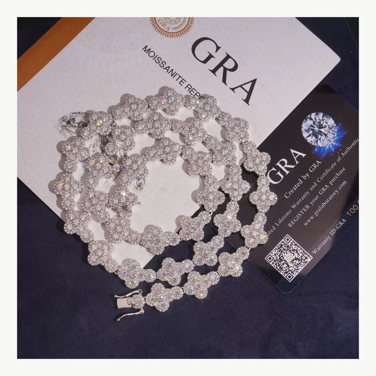Pavé Clover Link Chain — supplied design photograph. Confirm exact size and finish with JMO.