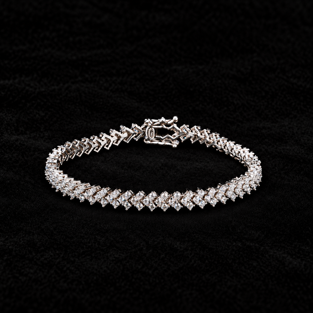 Zigzag Tennis Bracelet on a black background