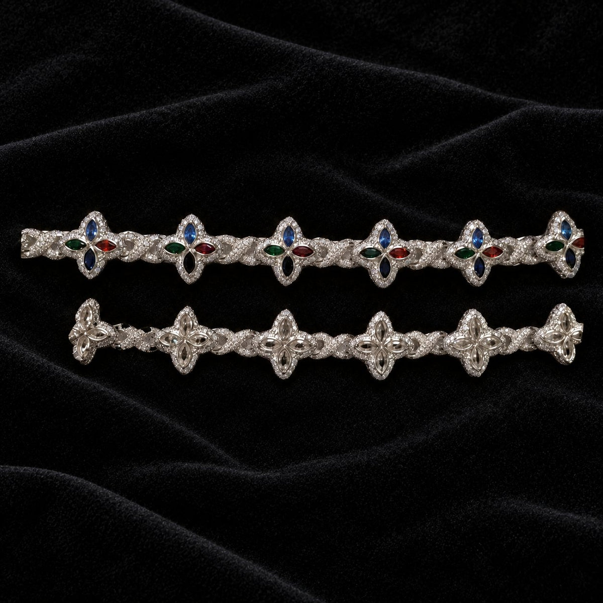Iced Out Lucky Clover Tennis Chain — original product view on black velvet