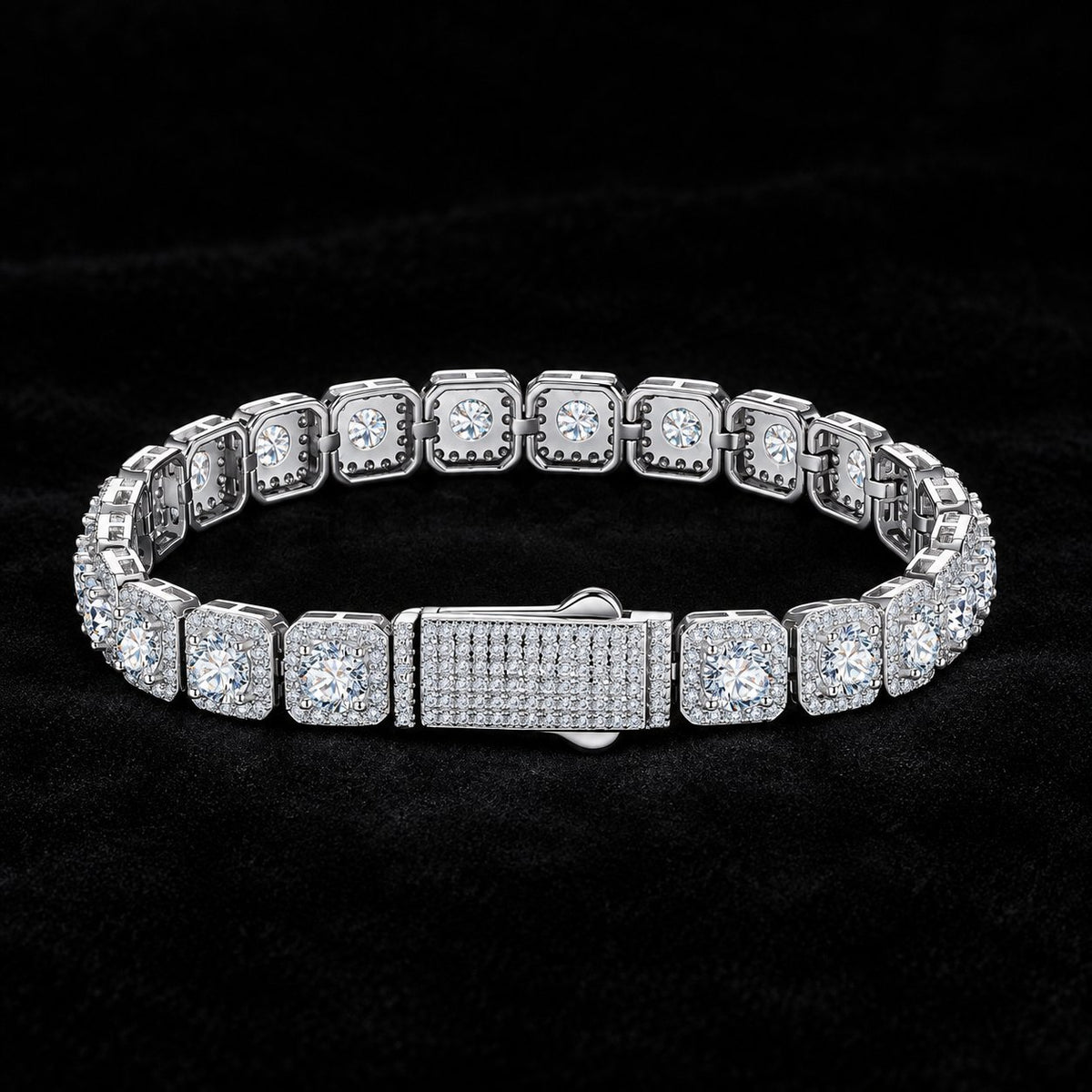 Square Tennis Bracelet on a black background