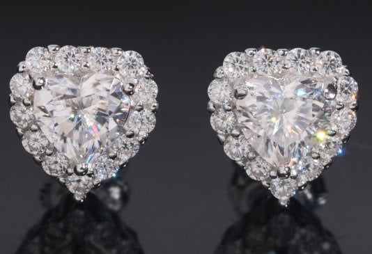 Heart Halo Moissanite Stud Earrings — original product photograph
